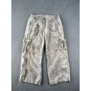 Kleen Linen Cargo Pants Womens Small Utility Watercolor Minimalist Art to Wear